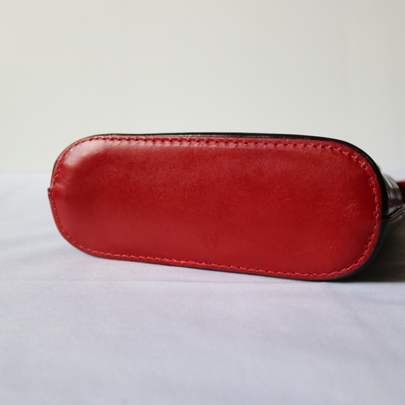 Vera Pelle Black & Red Leather Crossbody Purse Made in Italy Travel - Picture 5 of 8